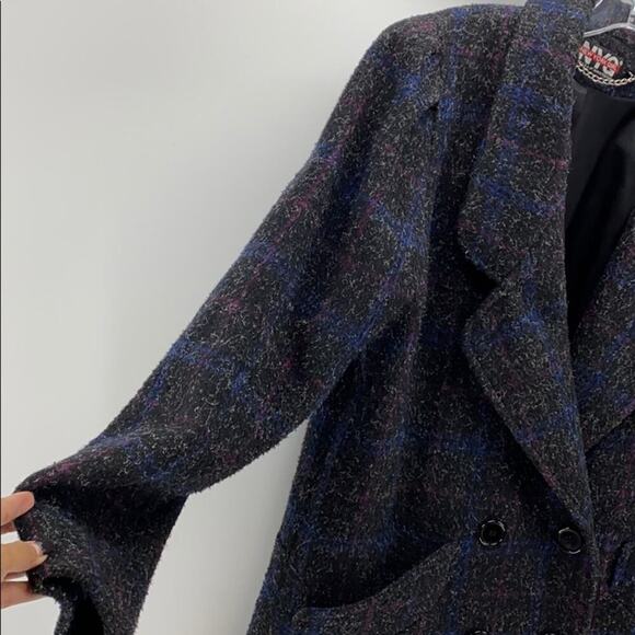 Vintage New York Girl boxy 80s jacket windowpane marled long line wool blend - Picture 3 of 7